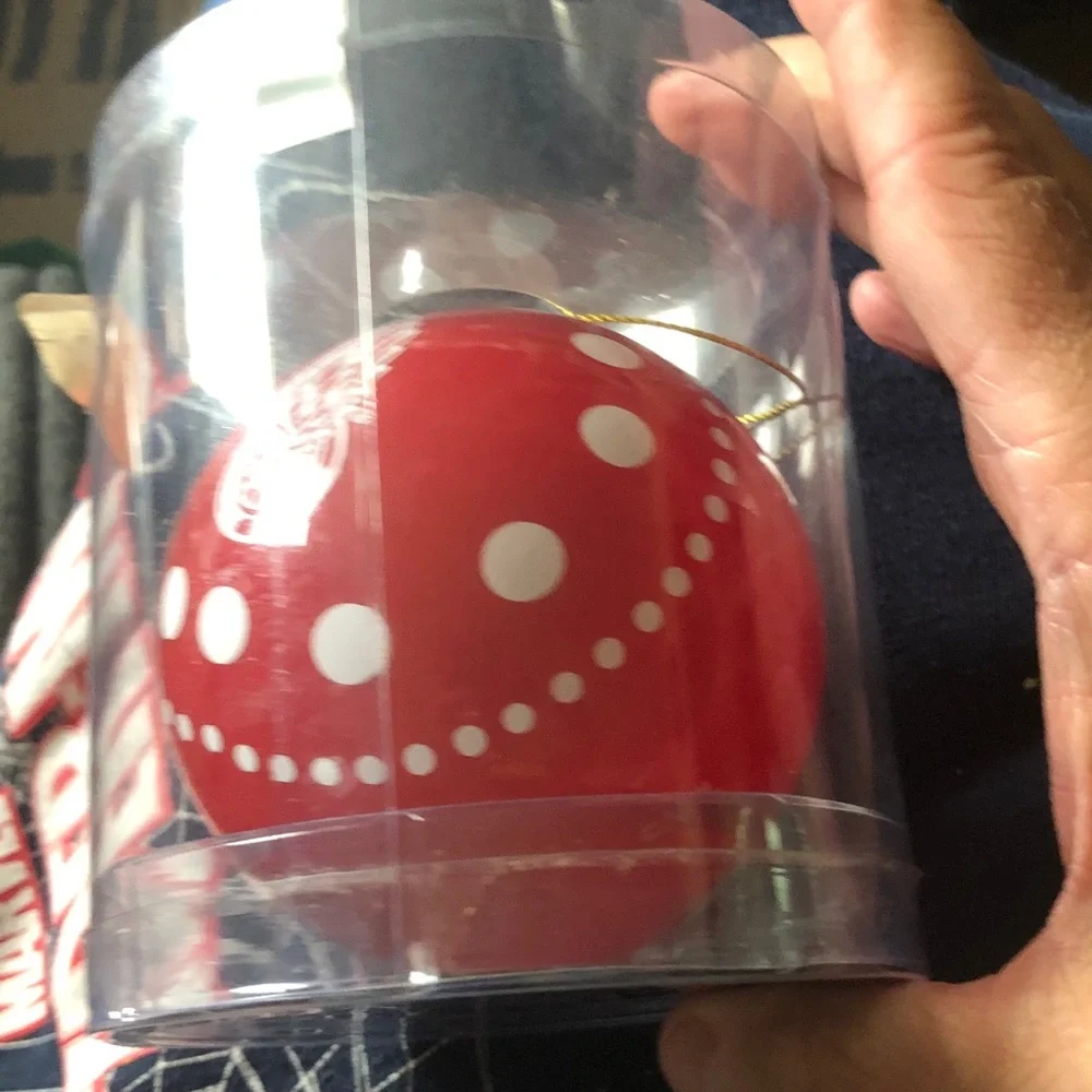 Red Polka Dot Glass Ornament - Holiday Home Accent